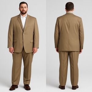 Palm Beach 1922 Men's 2-Piece‎ Suit 48R Jacket / 42W Pants Tan Khaki Classic Fit
